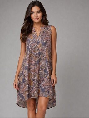 Cupio Sleeveless Paisley High-Low Dress